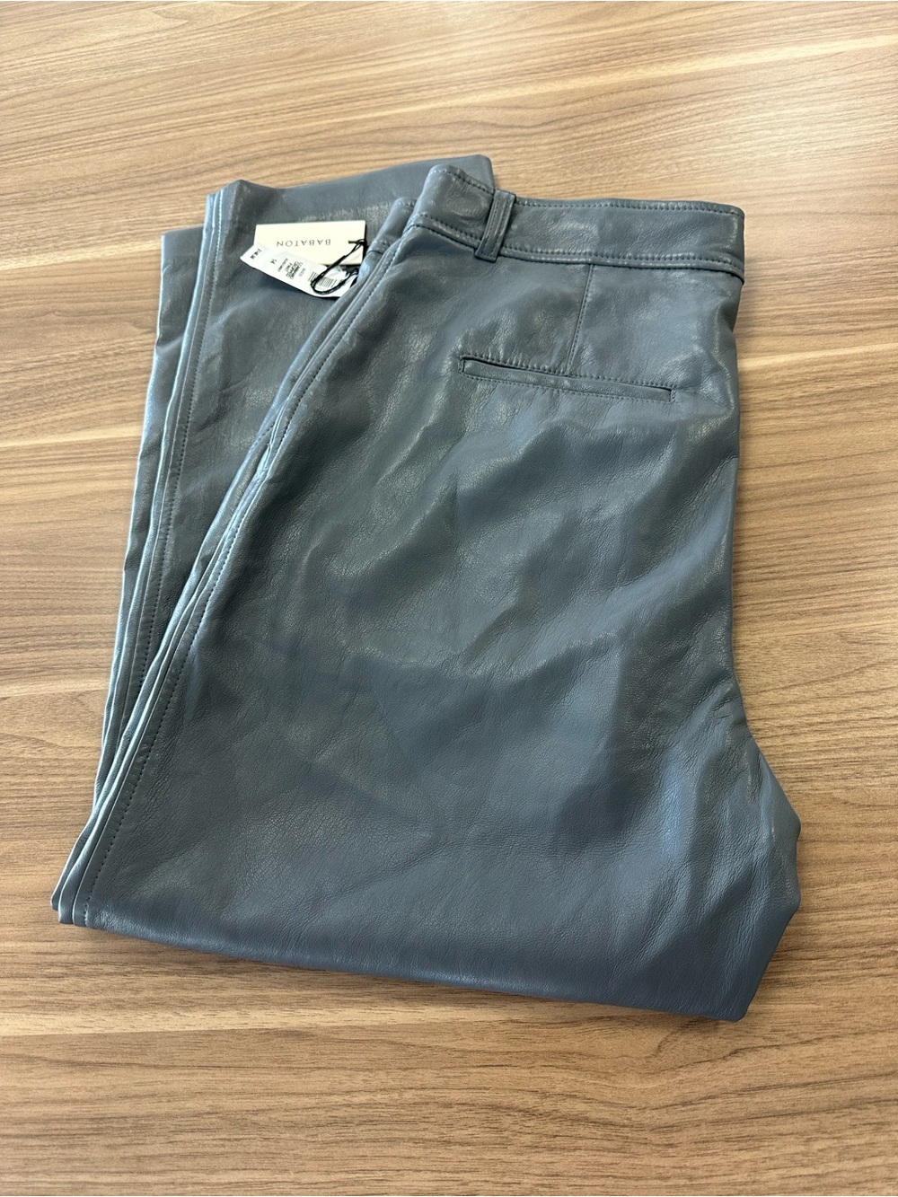 Babaton Gray Leather-like Ankle Cropped Pants